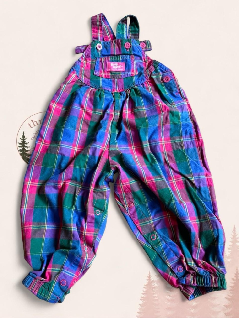 Vintage OshKosh Baby B’Gosh Plaid Overalls 24M 90s